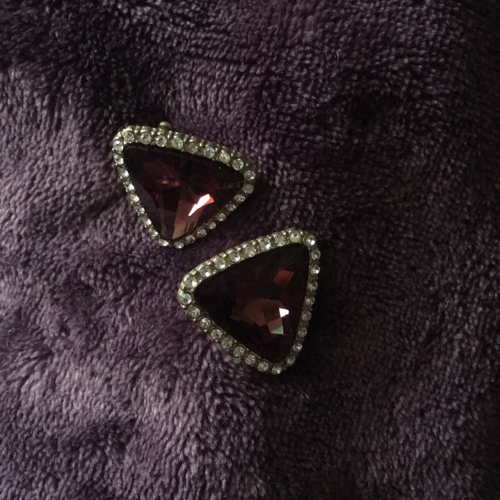Purple and diamond stud earrings